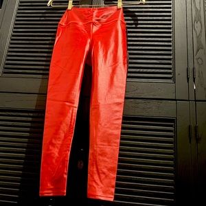 NWT Shiny Liquid Red Leggings Size XS
